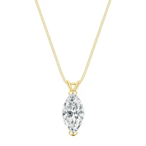 IGI F/VS 2,5 Kt Marquise Lab Created Grown Diamond Collier Echt 14K Gelbgold - Bild 1 von 1