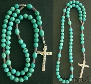 Catholic Rosary Prayer Beads Turquoise & Sterling Silver - Picture 1 of 1