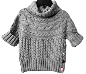 Easter Matilda Jane Turtleneck Sweater 6 Cable Knit Gray Button Once Upon A Time - Picture 1 of 7