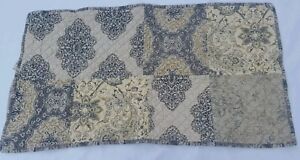 1-Quilted King Pillow Sham Noble Excellence 20"x36 Cotton Paisley Cover Tan Gray