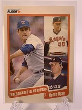 Nolan Ryan 1990 Fleer Update #U-131 Three Decades of No-Hitters Baseball Card