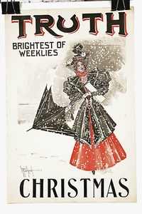 Original 1895 Poster for Truth Magazine Christmas, American Art Nouveau - Picture 1 of 2