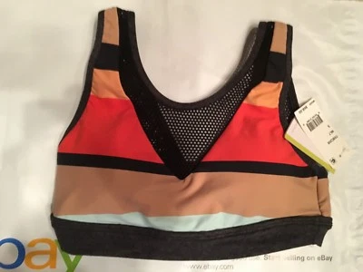 Sujetador deportivo Trina Turk de malla recreativa a rayas multicolor talla S Foto 1 de 2