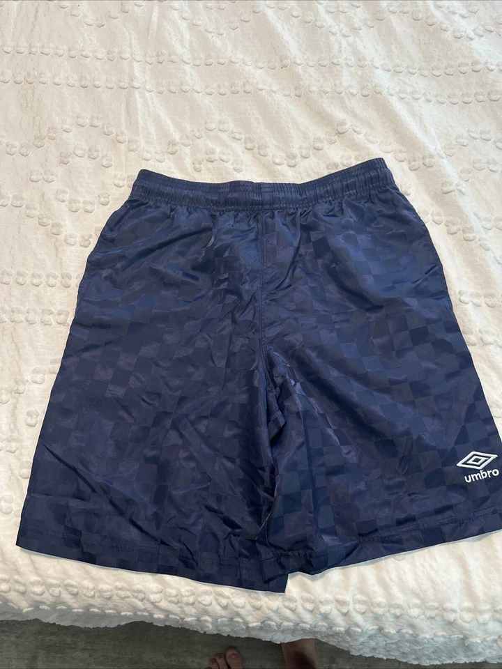 Umbra Premier Azul Marino Niños L Fútbol Pantalones Cortos Cuadros Patrón 26”x8” Foto 1 de 4