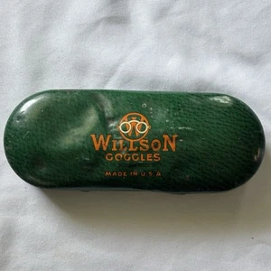 Vintage Wilson Metal Saftey Googles Eye Glasses In Tin Case WWII Era Steam Punk - Picture 1 of 9