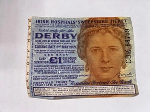 Vintage 1959 Irish Hospitals Gewinnspiel Ticket für das Derby in Epsom England - Bild 1 von 3