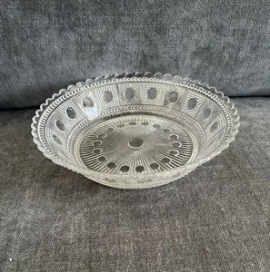 💜 Vintage Federal Pressed Glass Bowl Circles Dots Ripples - Picture 1 of 3