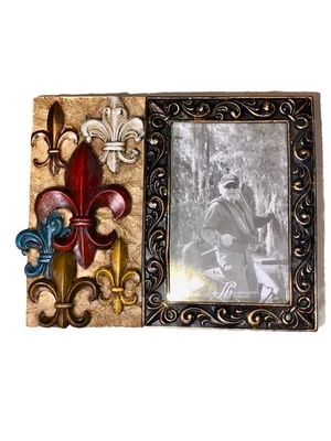 Vintage Resin Fleur de Lis Picture Frame 5.5x3.5” Picture Photo French Gothic - Image 1 of 4