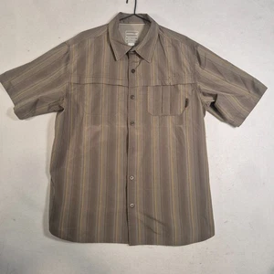 Camisa Merrell Para Hombres XL Marrón Rayas Opti-Mecha UPF 50+ Ventilada Exterior Abotonada - Imagen 1 de 11