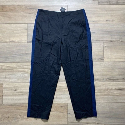 Club Monaco Womens Ryanne CB Wool Blend Pants Size 12 Black Side Stripes - Image 1 of 4