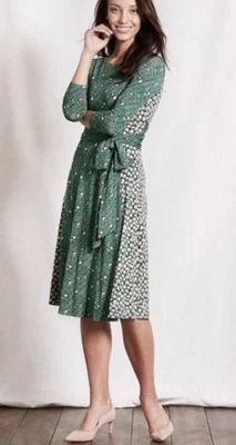 Boden Floral Dress Emerald Green Sz 10 Stretchy Long Maxi 3/4 Sleeve Cottagecore - Image 1 of 4