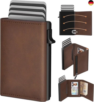 Kartenetui Herren, Slim Wallet mit Magnetverschluss und Münzfach, Pop-Up Smart  - Bild 1 von 4