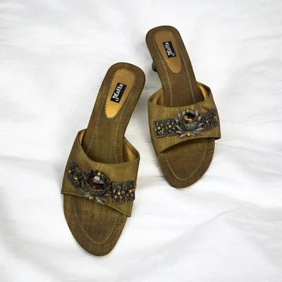 Tacones sin cordones adornados en bronce caqui hadas etéreos caprichosos góticos victorianos 8,5 Foto 1 de 4