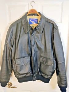 Vintage Airborne Herren Größe Large/Hoch Leder Bomberjacke Reißverschluss Schwere Qualität - Bild 1 von 8