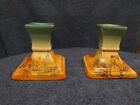 Vintage Pair Of Decorative Ceramic Candle Stick Holders Girl Holding Parasol 50S