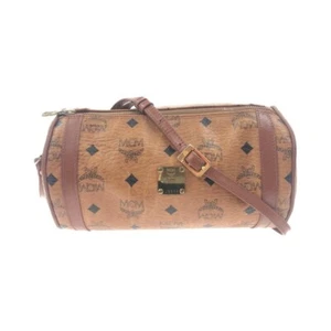 MCM Visetos Shoulder Cross Body Bag Leather Vintage Purse Brown Camel Zip Logo - Picture 1 of 9
