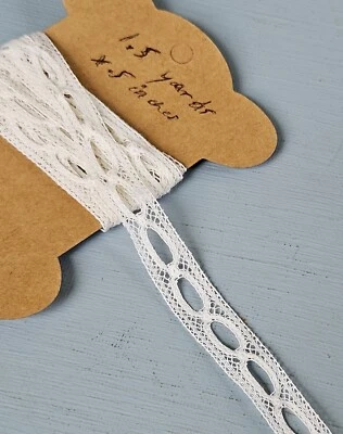 Antiguo adorno de encaje de inserción de costura de colección 1,5 yardas x 5" para tejido de cinta Foto 1 de 4