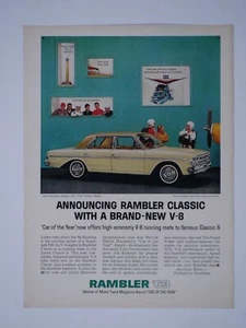 Rambler Classic 770 1963 vintage amarillo sedán de 4 puertas anuncio impreso original 8,5 x 11" - Imagen 1 de 6