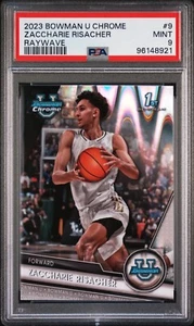 2023-24 1st Bowman U Chrome Raywave #9 Zaccharie Risacher Rookie #d/100 PSA 9 - Picture 1 of 2