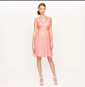 J.Crew Lynette Tulle Cocktail Bridesmaid Dress Coral Women’s Size 6 - Picture 1 of 11