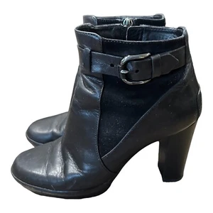 Tod's Womens Leather Suede Ankle Boots Black Buckle Block Heels Solid Shoes 38.5 - Picture 1 of 9