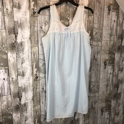 Camisón Miss Elaine Vintage Peignoir Grande Azul Rayas Union Tag Foto 1 de 4