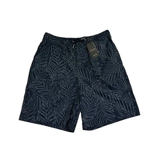 Armani Exchange Mens Palm Print Drawstring Shorts Navy Blue 32 - Picture 1 of 4