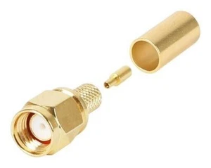 2 x SMA Reverse SMA-RP Male Crimp Connector for LL195 LMR195 RG58 Cable Adaptor - Picture 1 of 1