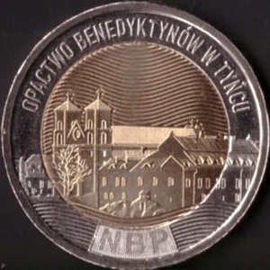 POLEN 5 Złotych 2024 UNC Opactwo Benediktynów mit Tyńcu Bimetall - Bild 1 von 2