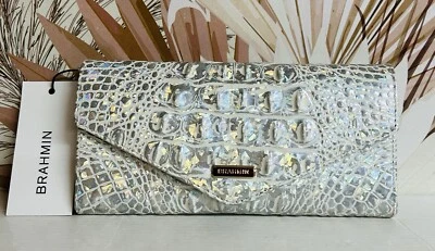 CARTERA BRAHMIN NUEVA CON ETIQUETAS REFLECTANTE MELBOURNE VERONICA ~ CUERO GENUINO Foto 1 de 4