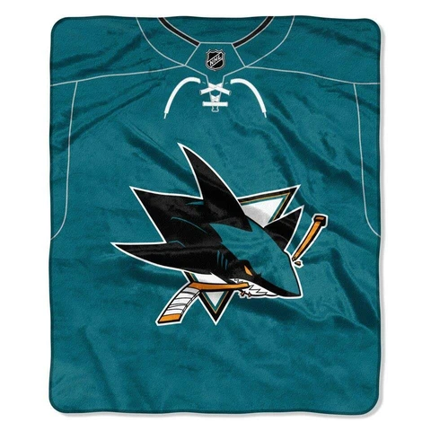 San Jose Sharks 50x60 Plush Raschel Throw Blanket - Jersey Design [NEW] NHL Cover
