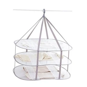 3-Tier Folded Mesh Clothes Hanging Dryer Sweater Drying Rack 30.3" L * 24.5" - Picture 1 of 8