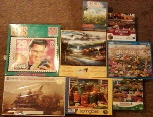  Lot of 8 Assorted 500 - 550 pc Jig Saw Puzzles - White Mountian  SunsOut + - Picture 1 of 9