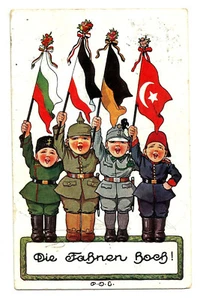 Austro-Hungary WW I  Flag Party Character Post Card - Picture 1 of 2
