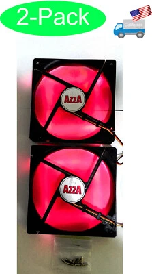 2-Pack NEW AZZA 140mm 14cm RED LED Gaming PC Case 3-pin Cooling Fan w/ Screws - Image 1 of 4