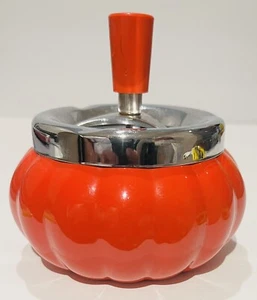 Vintage Rotating Ashtray Pumpkin Shape Plastic - Picture 1 of 4