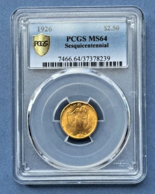 1926 2.50 gold sesquicentennial PCGS MS64 Shield - Image 1 of 4