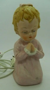 Adorable Bisque or China Vintage Pink Praying Girl Night Lamp Lefton? Japan 024 - Picture 1 of 7