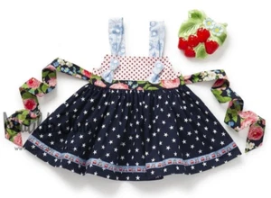Matilda Jane Platinum Blue Stars Miss Independence Smart Knot Top Size 8 NWOT - Picture 1 of 11