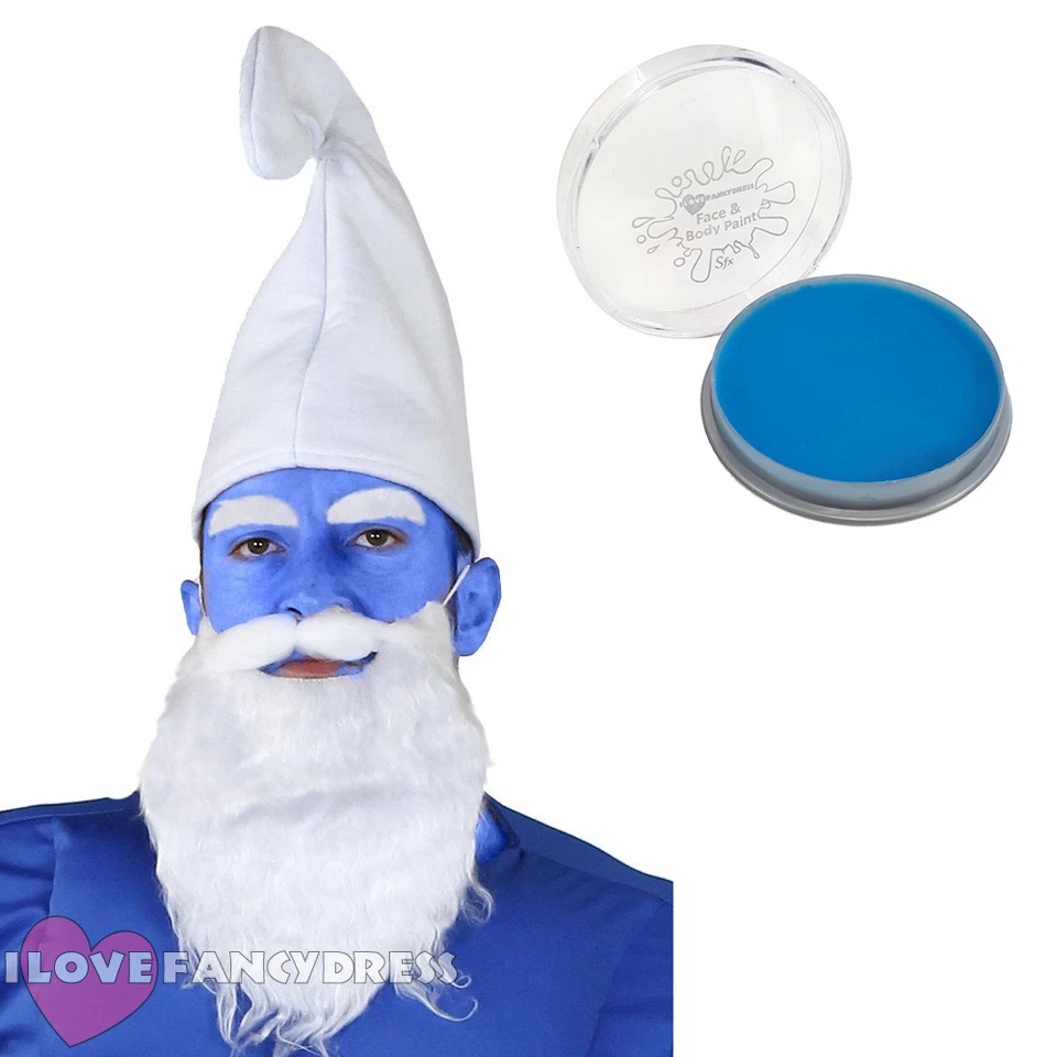CAPPELLO GNOME VERNICE VISO BLU BARBA E SOPRACCIGLIA ANNI 80 PERSONAGGIO TV COSTUME - Immagine 1 di 1