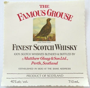 Vintage The Famous Grouse LABEL Scotland Scotch Whiskey 4-3/4" - Picture 1 of 1