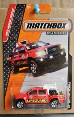 MATCHBOX 2015 - TOYOTA TACOMA BEACH PATROL [RED] NEAR MINT VHTF  CARD GOOD - Image 1 of 4
