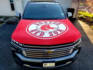 Boston Red Sox Custom Auto Hood Cover | Sports Flags | MLB Sports Flags | Custom - Picture 1 of 6