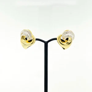 9ct 2 Tone Gold Diamond Stud Earrings 4.3g Preloved - Picture 1 of 7