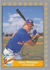 Steve Whitaker autographed baseball card 1990 Pacific Senior League #67