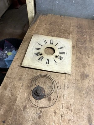 Antique Chauncey Jerome Wind Up Mantle Clock Wood Dial Face Gong Coil Parts USA - Image 1 of 4