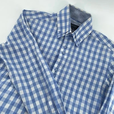 Coogi Classic Button down shirt mens M 15.5 Blue gingham dress shirt long sleeve - Image 1 of 4
