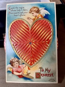 C1910 Postcard, Cupids & Working Heart Mechanical Kaleidoscope, Ellen Clapsaddle - Picture 1 of 2