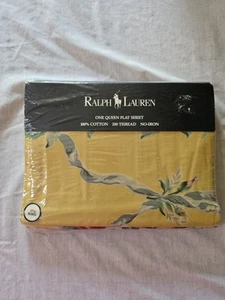 Ralph Lauren Queen Flachbettlaken gelb geblümt 200 Fadenzahl - Bild 1 von 2