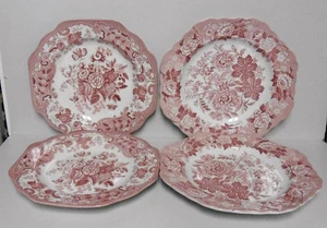Spode ARCHIVE COLLECTION CRANBERRY 9-1/2" Hexagonal Luncheon Plates FOUR SCENES - Picture 1 of 2